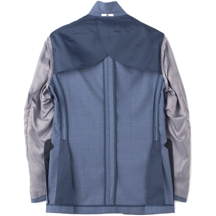 シルバーライン 【CLASSICO TAPERED】【春夏】3釦段返りシングルスーツ 2タック/ブルー×ハウンドトゥース/ウエストムーブ/DRAGO lanificio in billa fabric made in italy/※裾上げ必要 青濃色
