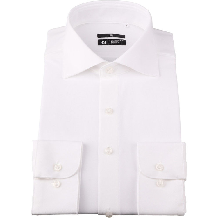 ブラックライン 【BLACK LINE】ワイドカラーワイシャツ/ホワイト/「4S」スーパーノンアイロン・ストレッチ 白