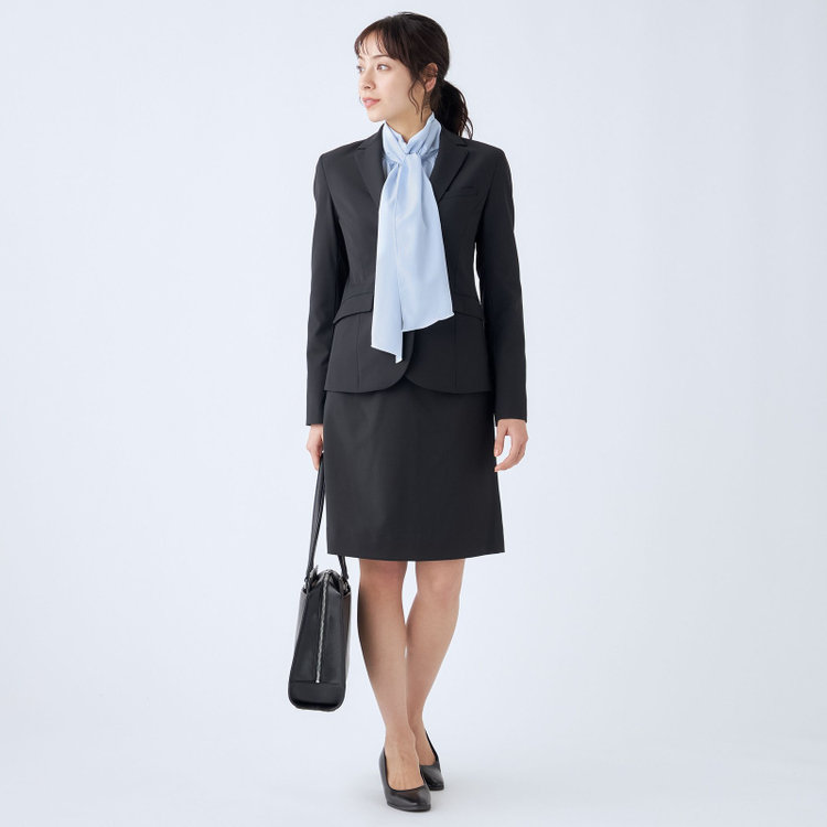 ブラックライン 【SUIT SELECT×Samantha Thavasa】【年間】バックフレアセミタイトスカート/究極のブラック/4S/マシンウォシャブル/就活スーツ・リクルートスーツ 黒