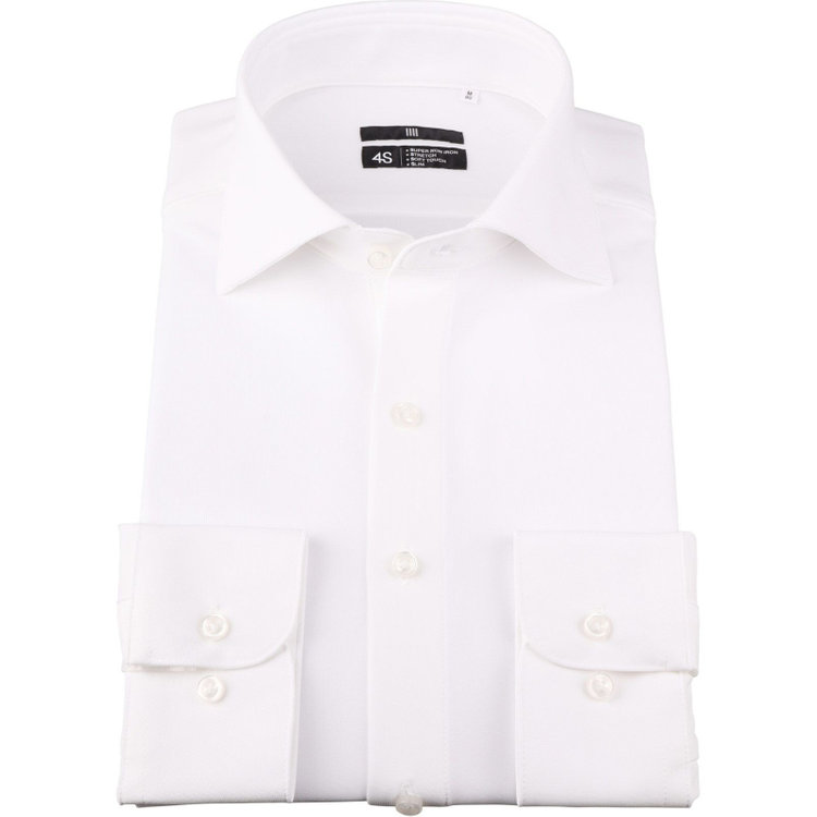 ブラックライン 【BLACK LINE】ワイドカラーワイシャツ/ホワイト/「4S」スーパーノンアイロン・ストレッチ 白