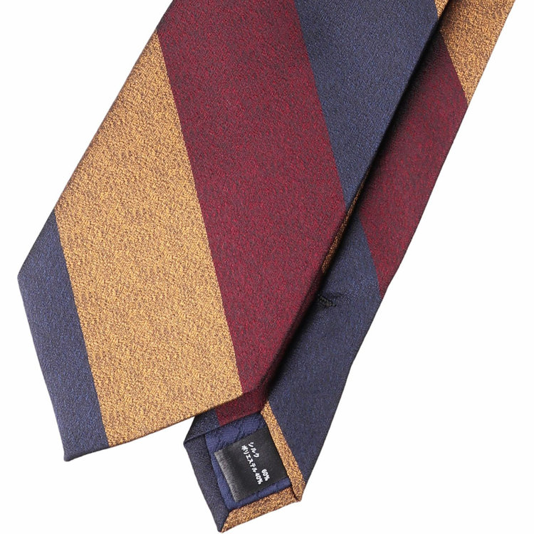 ブラックライン 【SILVER LINE】シルクブレンドストライプネクタイ 8.0cm幅/オレンジ×ネイビー×ワイン オレンジ系(橙)