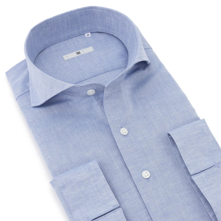 シルバーライン 【SILVER LINE/七分袖】ホリゾンタルワイドカラーワイシャツ/ブルー 青中間