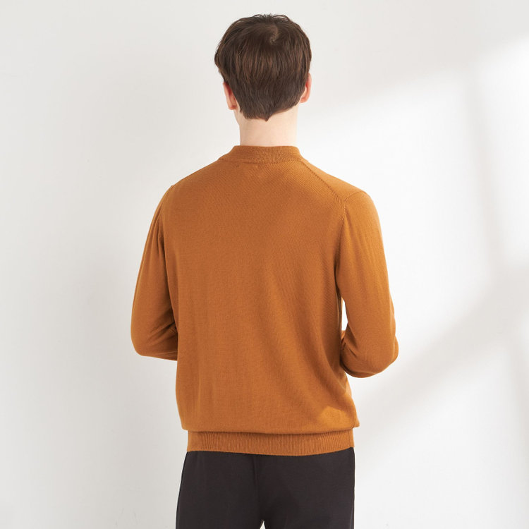 スーツセレクト 【RBC】【秋冬】ウールモックネックニットセーター/オレンジ/ZEGNA BARUFFA/マシンウォッシャブル 橙中間