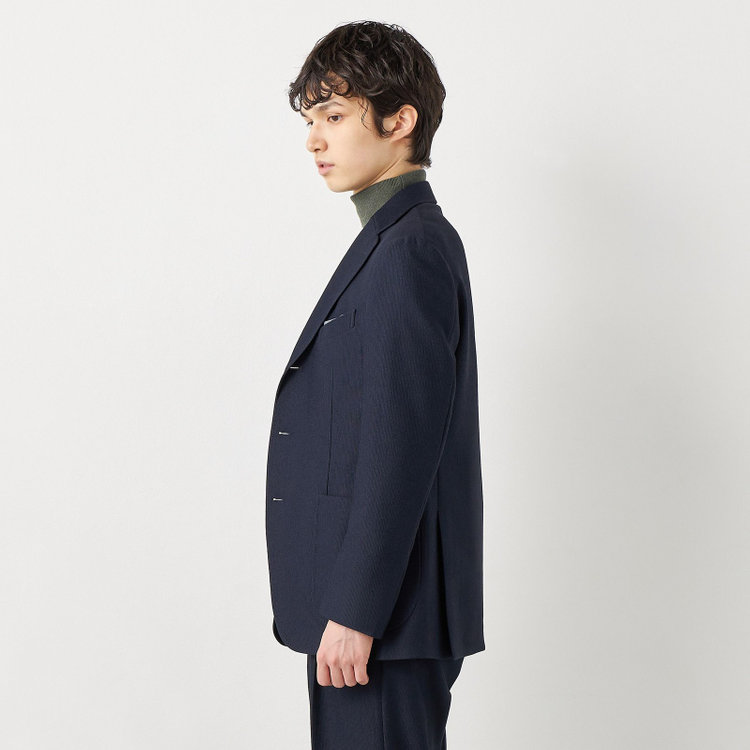 シルバーライン 【RBC CLASSICO WIDE】【秋冬】段返り3釦ジャケット 2タックパンツ /ネイビー×コーデュロイ /ドローコード＆ウエストシャーリング仕様 /ウォッシャブル ※裾上げ必要 紺濃色