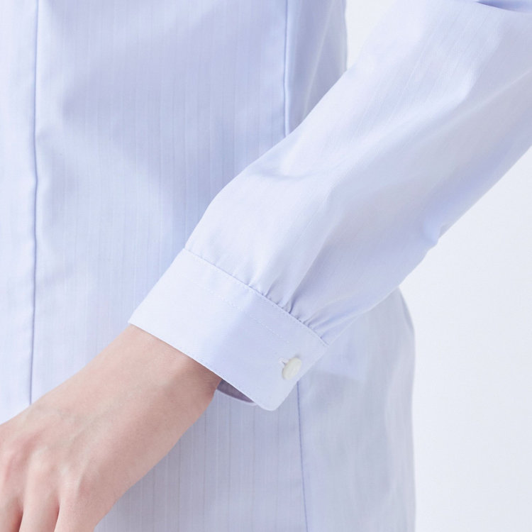 ソノタ 【SUIT SELECT×Samantha Thavasa】【長袖】リボン&フリル取り外しスキッパー/ブルー×ドビーストライプ 青淡色