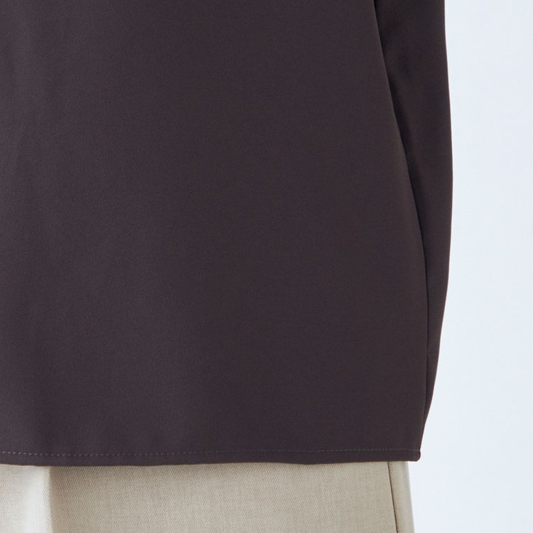 シルバーライン 【SILVER LINE/5分袖】バンドカラーブラウス/ブラウン 茶中間