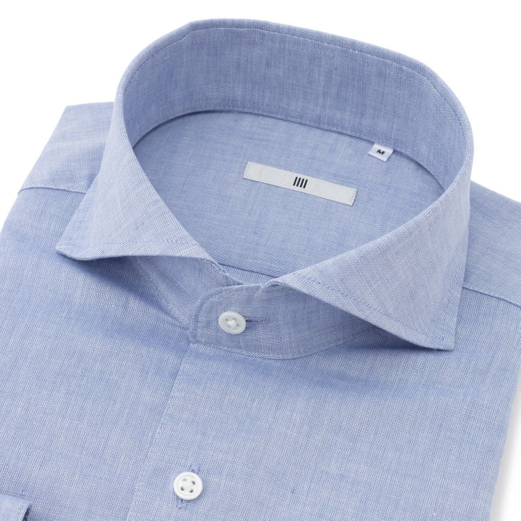 シルバーライン 【SILVER LINE/七分袖】ホリゾンタルワイドカラーワイシャツ/ブルー 青中間