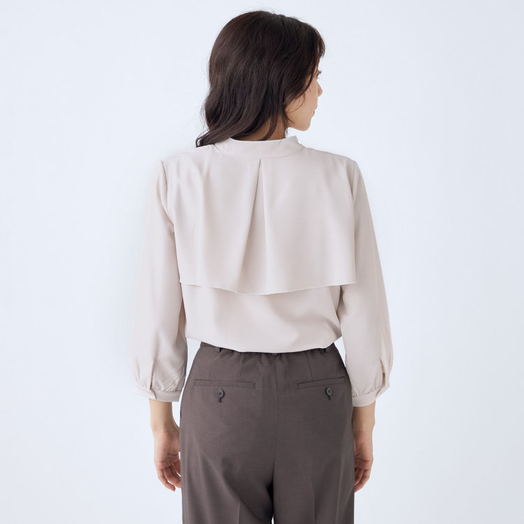 シルバーライン 【SILVER LINE/7分袖】配色メロウボウタイプルオーバー/ベージュ/「ウォッシャブル可能」「2WAYストレッチ」「防シワ」「UV加工」「接触冷感」 茶淡色