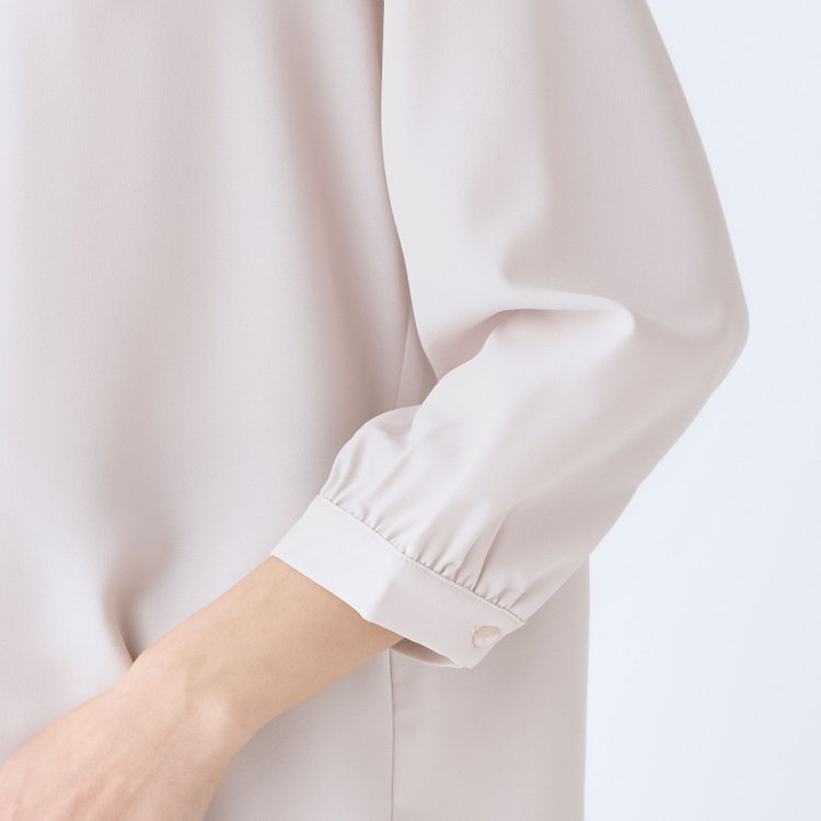 シルバーライン 【SILVER LINE/7分袖】配色メロウボウタイプルオーバー/ベージュ/「ウォッシャブル可能」「2WAYストレッチ」「防シワ」「UV加工」「接触冷感」 茶淡色