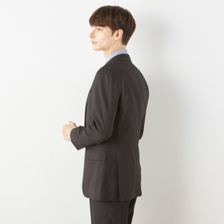 シルバーライン 【CLASSICO TAPERED】【秋冬】2釦シングルスリーピーススーツ 1タックテーパードパンツ/ブラウン×チェック/ウエストムーブ/4S SUSTAINABILITY&ECOLOGY FABRIC/※パンツ裾上げ済仕様 茶中間