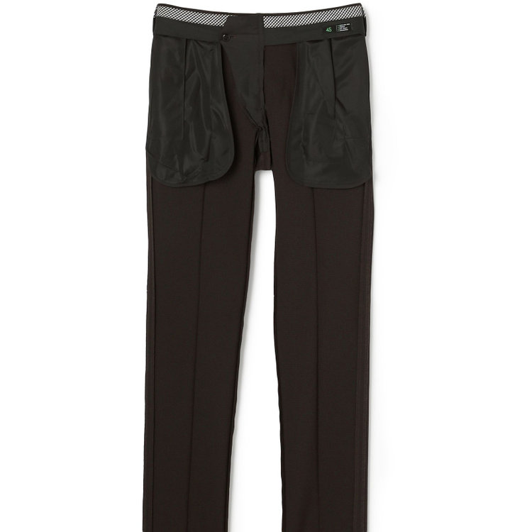 ブラックライン 【SLIM TAPERED】【春夏】0タックテーパードパンツ/ブラウン＆ブラック×ハウンドトゥース/ウエストムーブ/ウォッシャブル/4S SUSTAINABILITY&ECOLOGY FABRIC/※裾上げ必要 茶中間