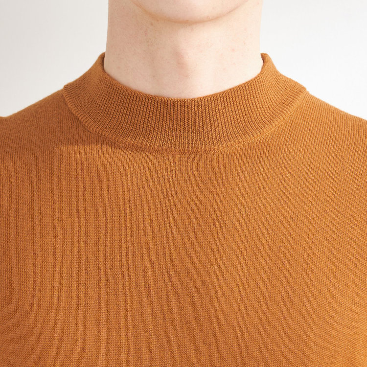 スーツセレクト 【RBC】【秋冬】ウールモックネックニットセーター/オレンジ/ZEGNA BARUFFA/マシンウォッシャブル 橙中間