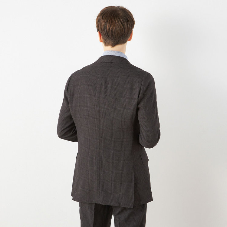 シルバーライン 【CLASSICO TAPERED】【秋冬】2釦シングルスリーピーススーツ 1タックテーパードパンツ/ブラウン×チェック/ウエストムーブ/4S SUSTAINABILITY&ECOLOGY FABRIC/※パンツ裾上げ済仕様 茶中間