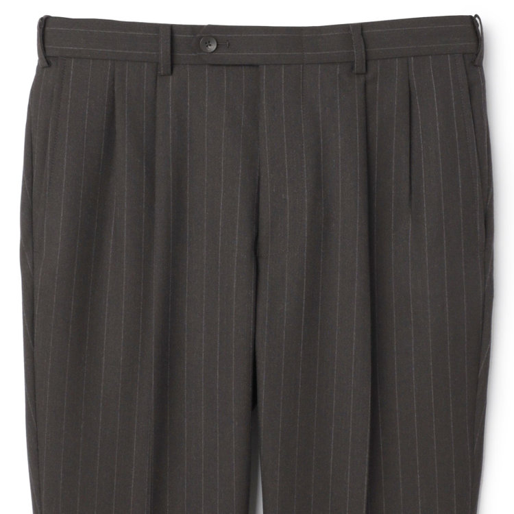 シルバーライン 【CLASSICO TAPERED】【秋冬】3釦段返りスーツ 2タック/ブラウン×ストライプ/ウエストムーブ/NEW ZEALAND WOOL MIX/※裾上げ必要 茶濃色
