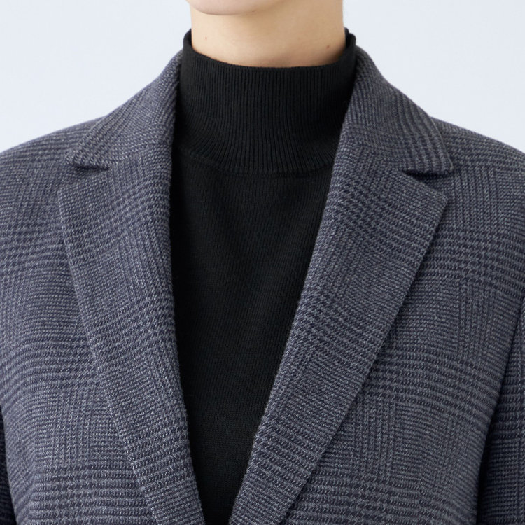 シルバーライン 【SL】【秋冬】2釦シングルスカートスーツ/ブルー＆ネイビー×グレンチェック/ウォッシャブル 紺淡色