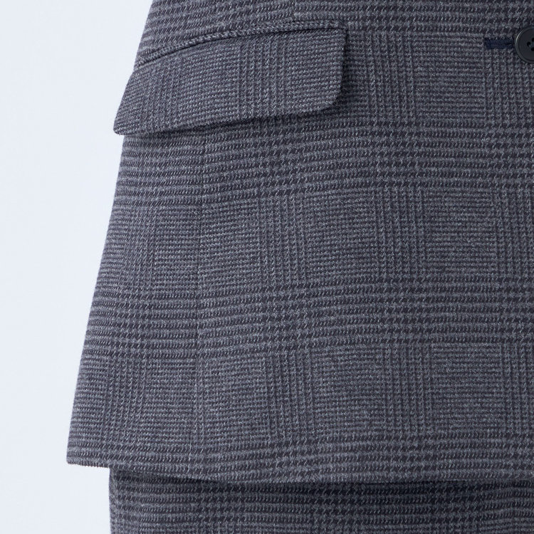 シルバーライン 【SL】【秋冬】2釦シングルスカートスーツ/ブルー＆ネイビー×グレンチェック/ウォッシャブル 紺淡色