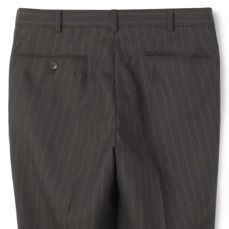 シルバーライン 【CLASSICO TAPERED】【秋冬】3釦段返りスーツ 2タック/ブラウン×ストライプ/ウエストムーブ/NEW ZEALAND WOOL MIX/※裾上げ必要 茶濃色