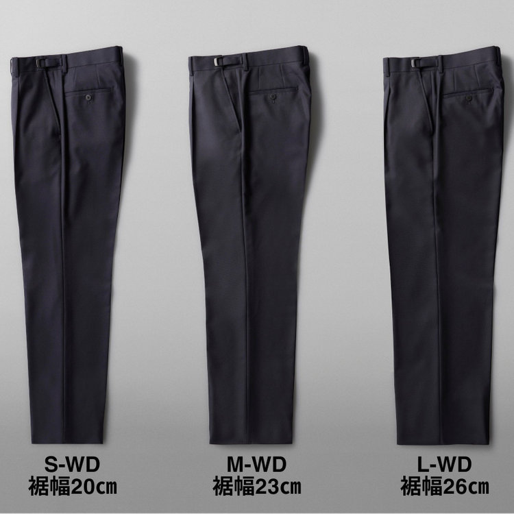 ソノタ 【BLACK LINE】1タックワイドシルエットパンツ/ネイビー×ストライプ/NEW ZEALAND WOOL MIX/※裾上げ必要 紺中間