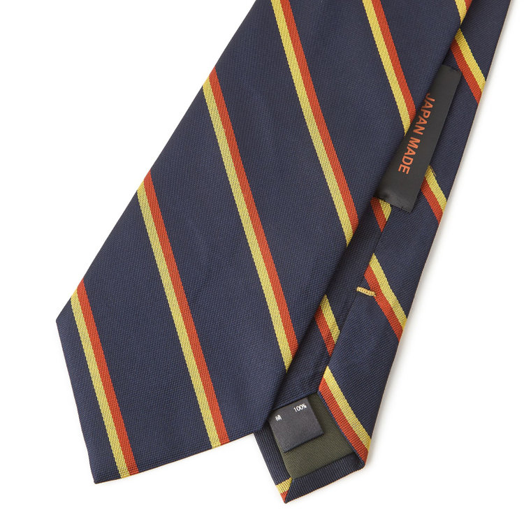 シルバーライン  【SILVER LINE】シルクストライプネクタイ 8.5cm幅/ネイビー×レッド＆イエロー/JAPAN MADE その他