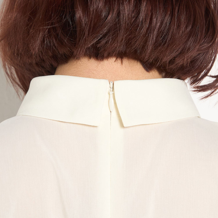 シルバーライン 【5分袖】ハイネックブラウス/アイボリー オフホワイト