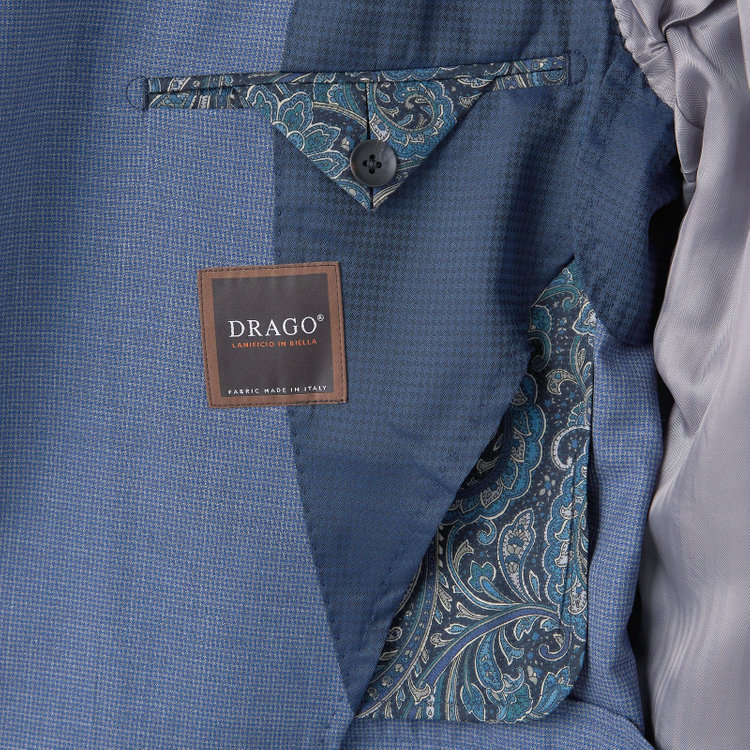シルバーライン 【CLASSICO TAPERED】【春夏】3釦段返りシングルスーツ 2タック/ブルー×ハウンドトゥース/ウエストムーブ/DRAGO lanificio in billa fabric made in italy/※裾上げ必要 青濃色