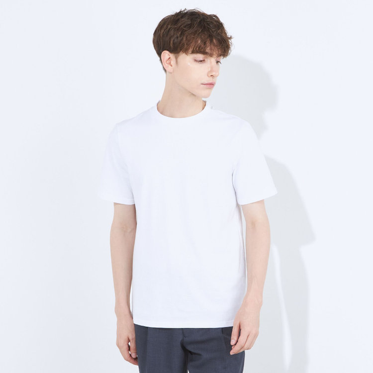 スーツセレクト 【RBC】【半袖】コットンクルーネックシャツ/ホワイト 白