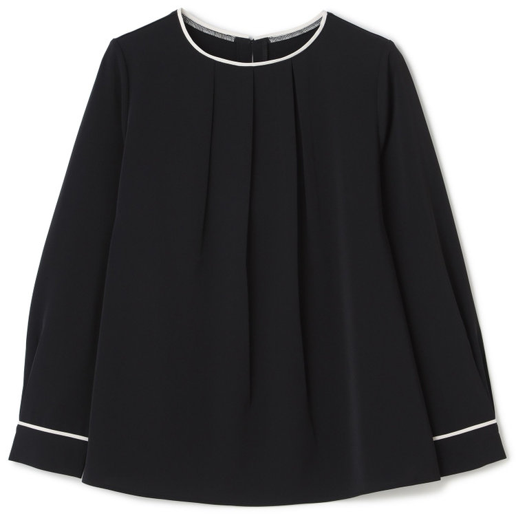 シルバーライン 【SL/長袖】ランダムタックプルオーバー/ブラック+ホワイト/「ウォッシャブル」「ストレッチ」「防シワ」「UV加工」「静電気防止」 黒