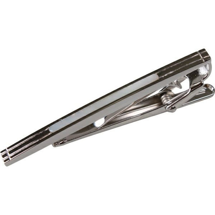 シルバーライン ネクタイピン タイクリップ 58mm×3mm/シルバー+白蝶貝 白