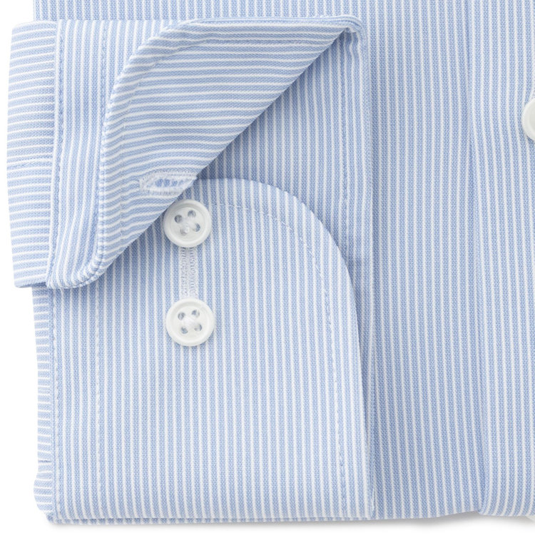 ブラックライン 【発送在庫あり】【BL】【スーパーノンアイロン】タブカラードレスワイシャツ/ブルー×ホワイトストライプ/SUPER NON IRON 4S SUSTAINABLE/Oil guard 青中間