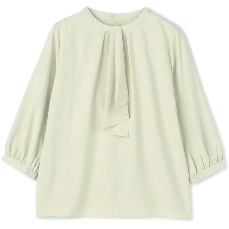 シルバーライン 【SILVER LINE/7分袖】タイ付き2WAYプルオーバー/グリーン/「ウォッシャブル可能」「2WAYストレッチ」「防シワ」「UV加工」「接触冷感」「透け軽減」 緑中間