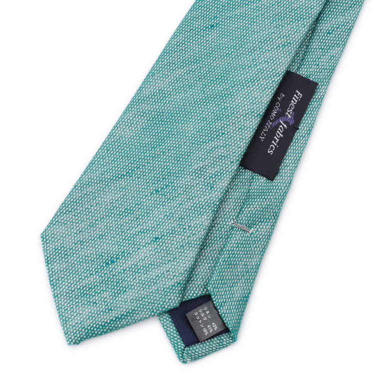 ブラックライン 【発送在庫あり】【BLACK LINE】シルクリネンコットンソリッドネクタイ 7.5cm幅/グリーン/Finest fabrics by COMO ITALY その他