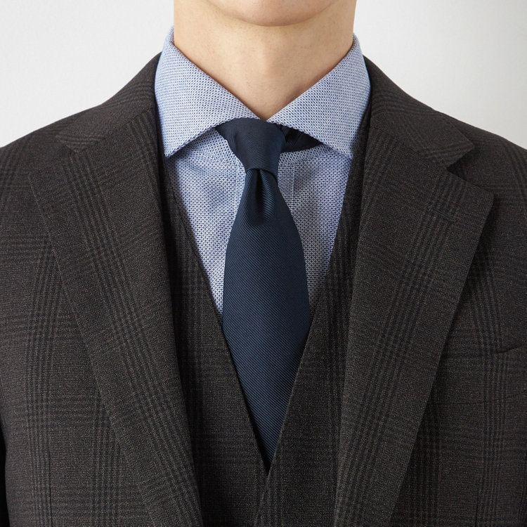 シルバーライン 【CLASSICO TAPERED】【秋冬】2釦シングルスリーピーススーツ 1タックテーパードパンツ/ブラウン×チェック/ウエストムーブ/4S SUSTAINABILITY&ECOLOGY FABRIC/※パンツ裾上げ済仕様 茶中間