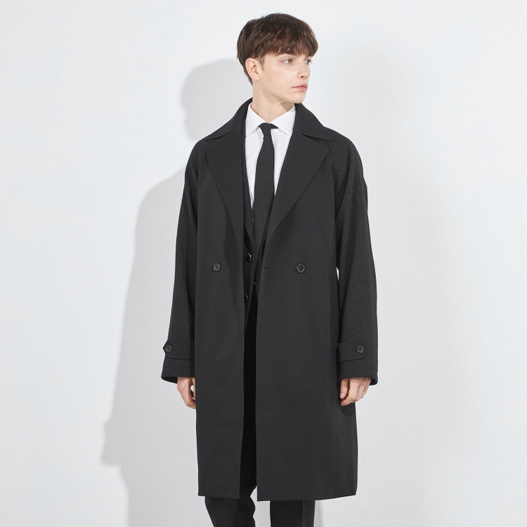 BL】コンビネーションダブルトレンチコート/ブラック（BLR2607-27_X