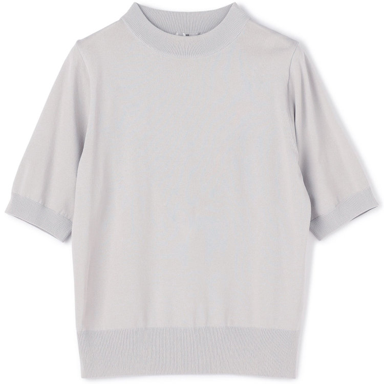 シルバーライン 【SILVER LINE/５分袖】 天竺編みモックネックニット/グレー グレー淡色