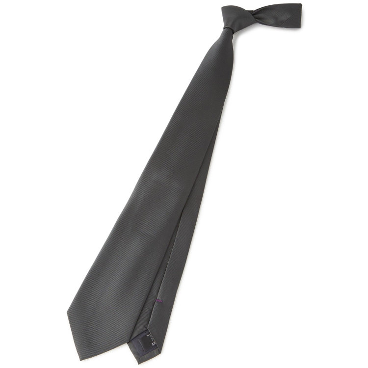 BLACK LINE】シルクブレンドソリッドネクタイ 7.5cm幅/グレー（B26AA