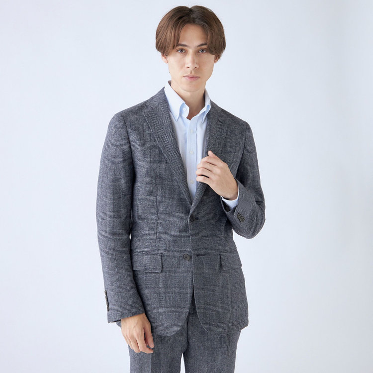 シルバーライン 【RBC】【秋冬】ウールブレンド2釦ジャケット/ネイビー＆グレー×グレンチェック/RE:NEWOOL 紺中間