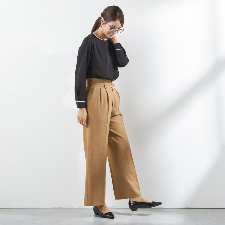 シルバーライン 【SL/長袖】ランダムタックプルオーバー/ブラック+ホワイト/「ウォッシャブル」「ストレッチ」「防シワ」「UV加工」「静電気防止」 黒