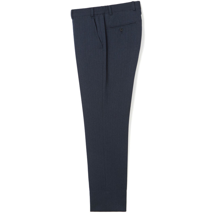 ブラックライン 【SLIM TAPERED_2】【秋冬】2釦シングルスリーピーススーツ 0タック/ネイビー×シャドーストライプ/ウエストシャーリング/4S SUSTAINABILITY&ECOLOGY FABRIC/※パンツ裾上げ済仕様 紺濃色