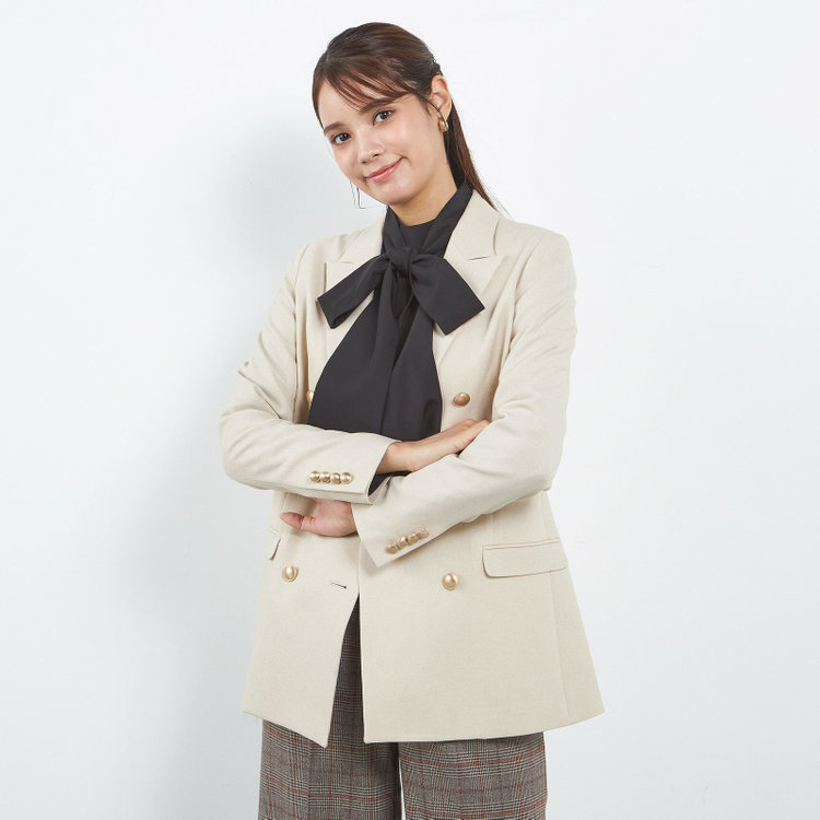 シルバーライン 【SILVER LINE】【秋冬】6釦2掛けダブルブレザー/4S SUSTAINABILITY&ECOLOGY FABRIC/アイボリー×メタル釦 白