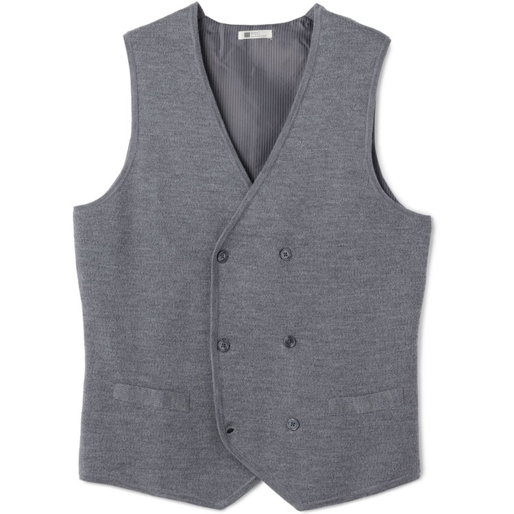 スーツセレクト 【RBC】【秋冬】ミラノリブ ニットダブルジレ(ベスト)/グレー グレー中間