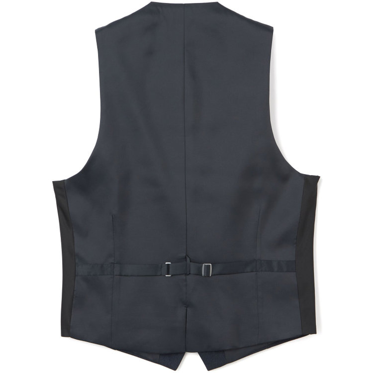 ブラックライン 【SLIM TAPERED_2】【秋冬】2釦シングルスリーピーススーツ 0タック/ネイビー×シャドーストライプ/ウエストシャーリング/4S SUSTAINABILITY&ECOLOGY FABRIC/※パンツ裾上げ済仕様 紺濃色