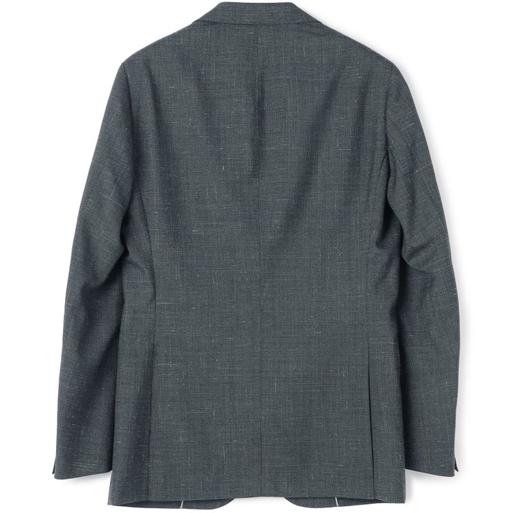 シルバーライン 【CLASSICO TAPERED】【春夏】3釦段返りシングルスーツ 2タック/カーキ×ハウンドトゥース/ウエストムーブ/NEW ZEALAND WOOL MIX/※裾上げ必要 黄淡色