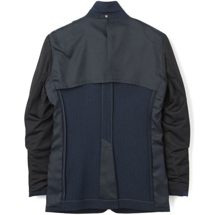 ブラックライン 【SLIM TAPERED_2】【秋冬】2釦シングルスリーピーススーツ 0タック/ネイビー×シャドーストライプ/ウエストシャーリング/4S SUSTAINABILITY&ECOLOGY FABRIC/※パンツ裾上げ済仕様 紺濃色