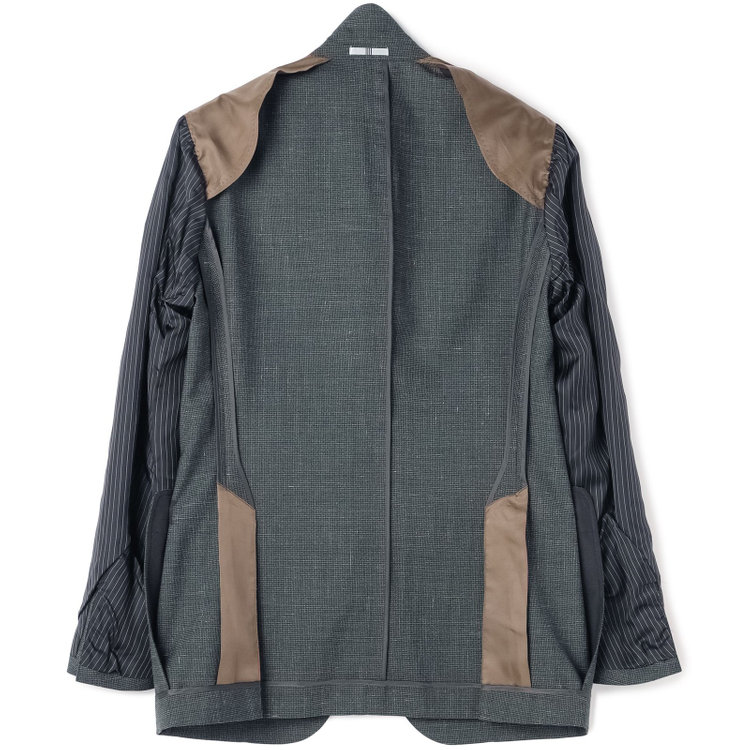 シルバーライン 【CLASSICO TAPERED】【春夏】3釦段返りシングルスーツ 2タック/カーキ×ハウンドトゥース/ウエストムーブ/NEW ZEALAND WOOL MIX/※裾上げ必要 黄淡色