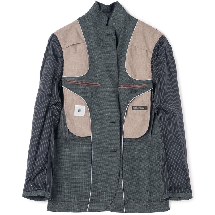 シルバーライン 【CLASSICO TAPERED】【春夏】3釦段返りシングルスーツ 2タック/カーキ×ハウンドトゥース/ウエストムーブ/NEW ZEALAND WOOL MIX/※裾上げ必要 黄淡色