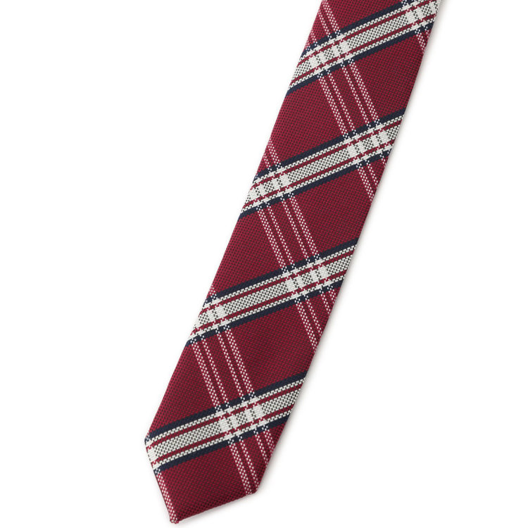 ブラックライン 【BLACK LINE】シルクブレンドチェックネクタイ 7.5cm幅/ワイン その他