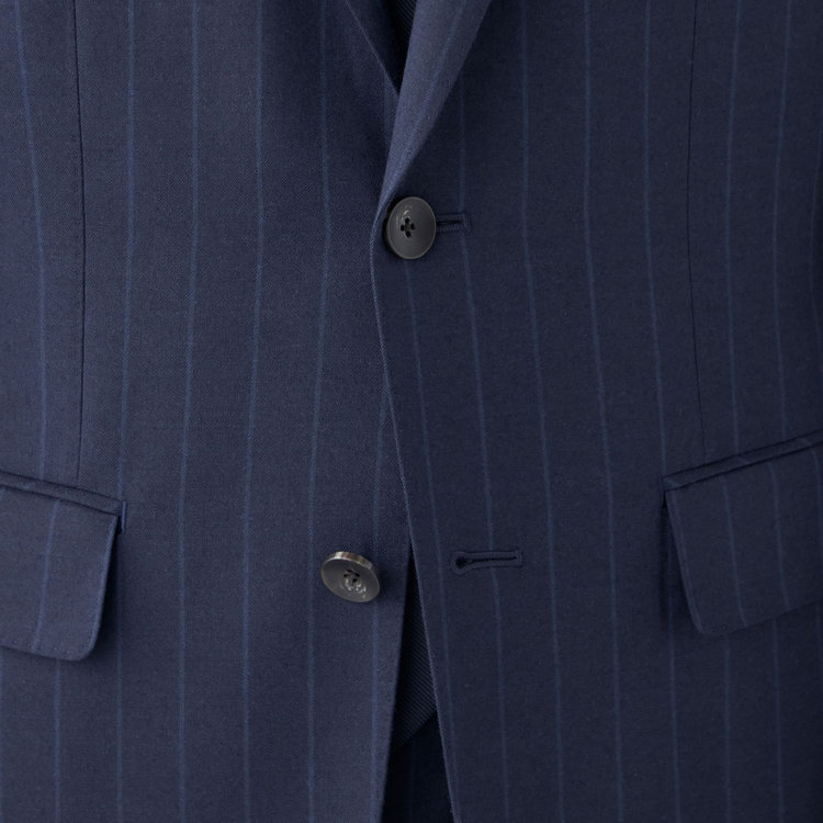シルバーライン 【CLASSICO TAPERED】【秋冬】3釦段返りシングルスーツ 2タック/ネイビー×ストライプ/NEW ZEALAND WOOL MIX/※裾上げ必要 紺中間