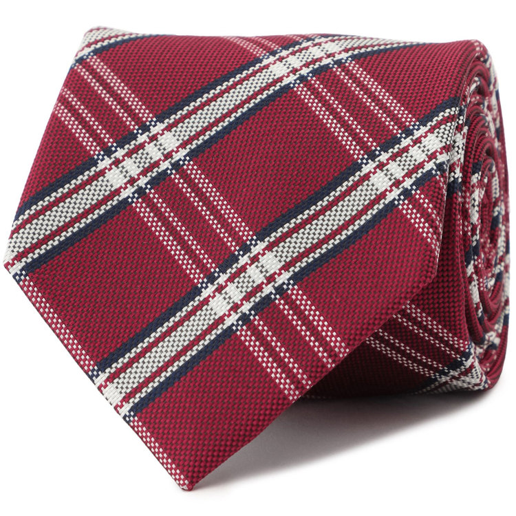 ブラックライン 【BLACK LINE】シルクブレンドチェックネクタイ 7.5cm幅/ワイン その他