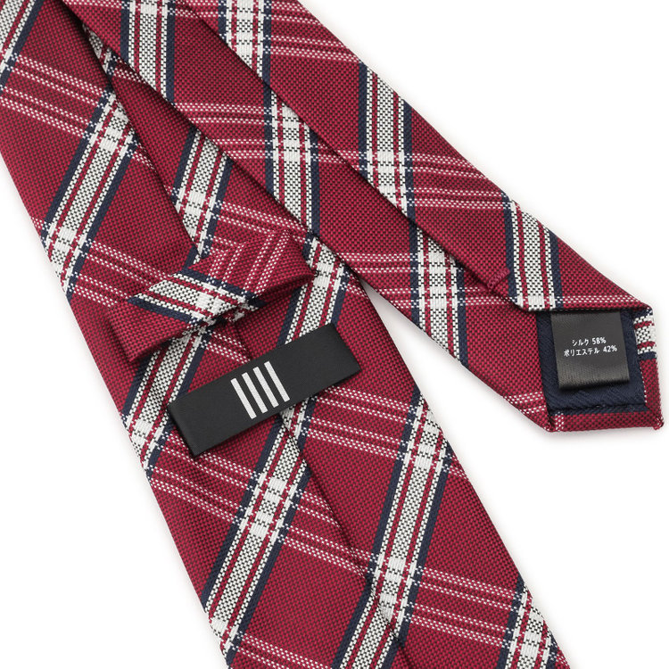 ブラックライン 【BLACK LINE】シルクブレンドチェックネクタイ 7.5cm幅/ワイン その他
