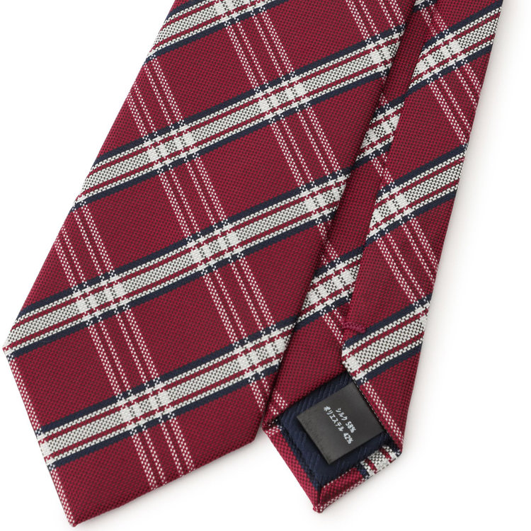 ブラックライン 【BLACK LINE】シルクブレンドチェックネクタイ 7.5cm幅/ワイン その他
